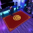 Chinese Red Wave Area Rugs, Gold Border Fu Character Design Carpet ...