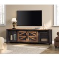 thumbnail image 3 of WAMPAT Farmhouse TV Stand, up to 75" TVs, Sliding Barn Door, Entertainment Center, Media Console, Storage Shelf, Living Room, Bedroom, Dark Walnut and Black, 3 of 7
