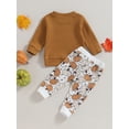 thumbnail image 4 of Faithtur Toddler Girls Halloween Pants Sets Solid Color Long Sleeve Tops Pumpkin Print Drawstring Pants Sets, 4 of 9