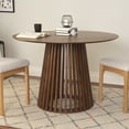 thumbnail image 1 of CorLiving Elowen Round Engineered Wood Slatted Pedestal Base Dining Table for Up To 4 People, Walnut Brown, 1 of 6