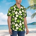 thumbnail image 3 of Balery Green Fruit Camisas hawaianas de manga corta para hombre, camisas playeras de corte holgado, camisas de vacaciones con botones,X-Large, 3 of 7