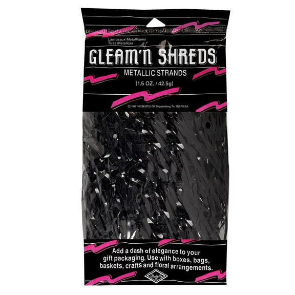 12 Pack Beistle Party Gleam 'N Shreds Metallic Strands black (1.5 Oz per Pack)