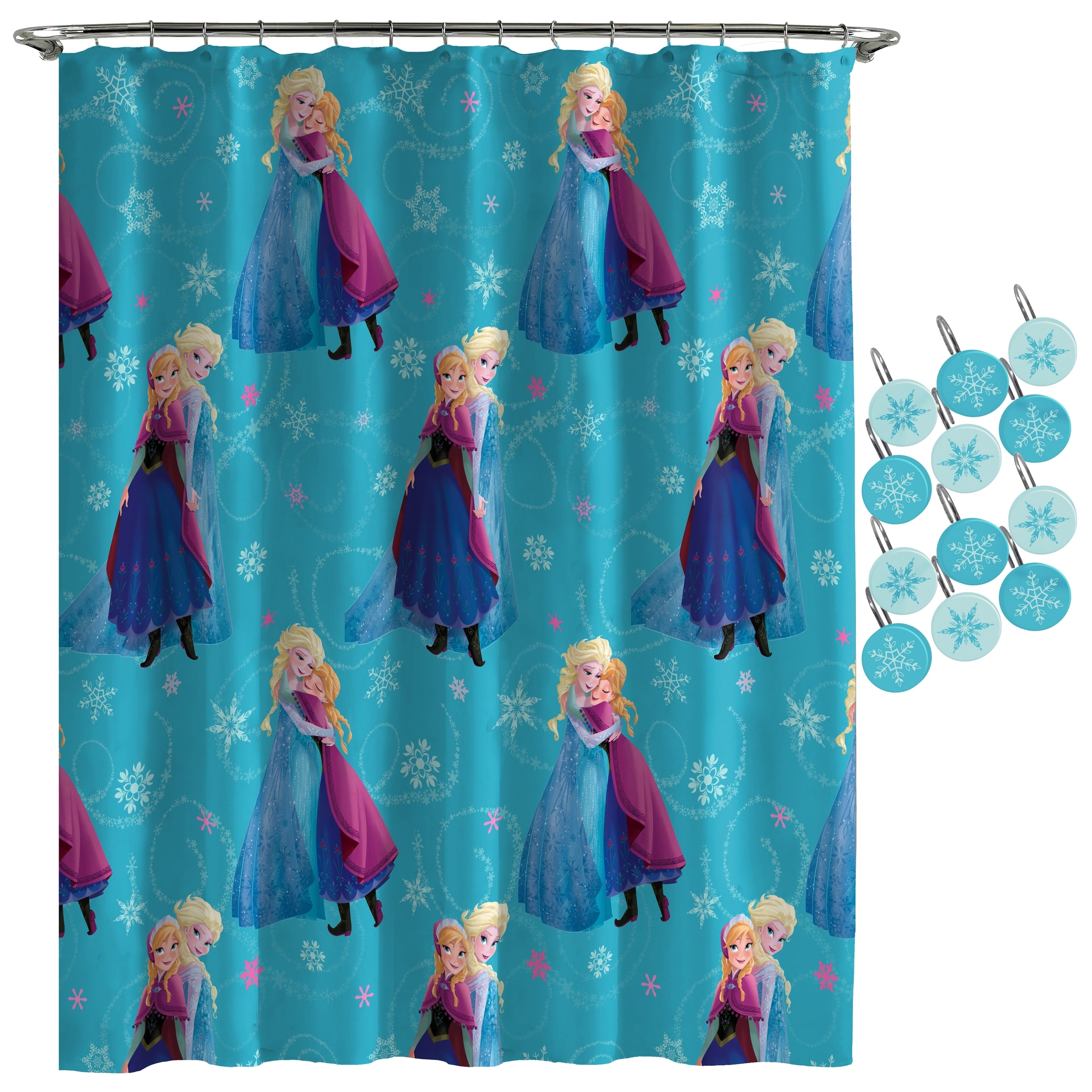 Disney Frozen Swirl Shower Curtain and Hooks