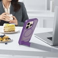 thumbnail image 6 of For iPhone 12 Pro / 12 6.1" Magnetic Phone Case,Compatible with Mag-Safe,Built-in Retractable Kickstand,Military Grade Shockproof Anti-Scratch Ultra Slim Skin Feel Translucent Phone Case,Darkpurple, 6 of 7