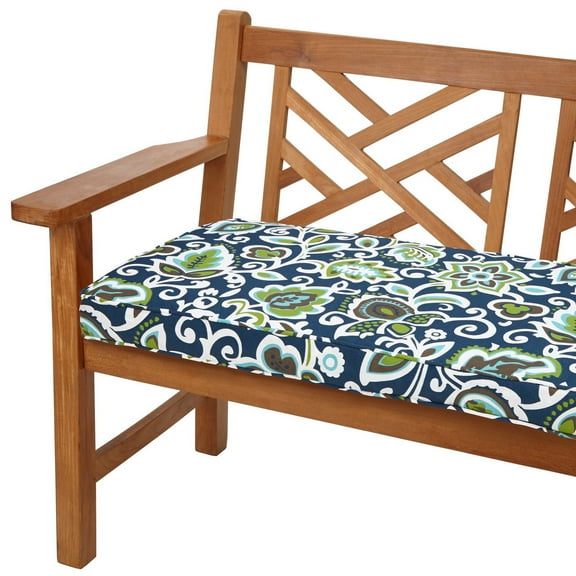 Floral Navy Indoor/Outdoor Bench Cushion, Corded