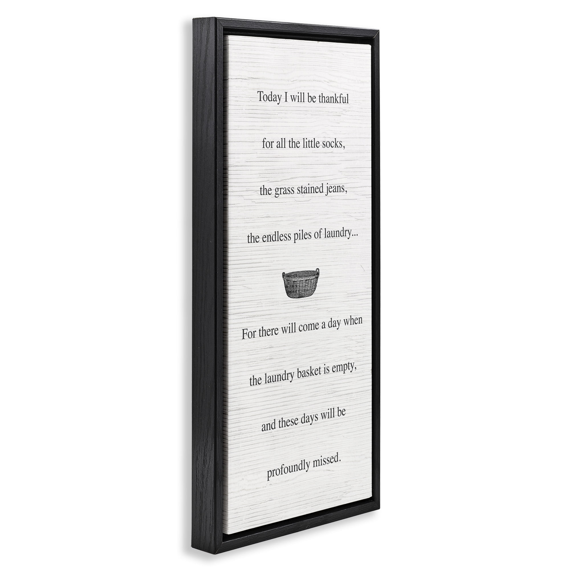 Stupell Industries Thankful Parenting Family Phrase Inspirational Painting Black Floater Framed Canvas Art Print Wall Art, 11 x 25