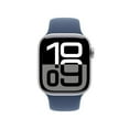 thumbnail image 1 of Apple Watch Series 10 (GPS) 46mm Silver Aluminum Case with Denim Sport Band S/M -Open Box, 1 of 5