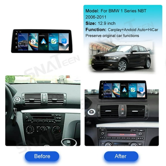 12.9 inch Linux Carplay Screen/Radio/Multimedia Player for BMW 1 Series 2006 2007 2008 2009 2010 2011 models Universal Car Navigation/GPS Upgrade HeadUnit Display HD Video Touch Screen Replace System