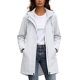 thumbnail image 2 of thefmos Women Plus Size Fall Winter Hooded Zip Up Coat Casual Basic Solid Outerwear Long Sleeve Jacket Cold Weather Fashion, White M, 2 of 9