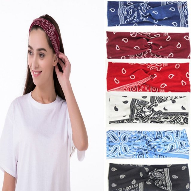Diademas con estampado de cachemira retro para mujer, diademas elásticas bohemias anudadas, diademas para la cabeza, diademas deportivas para yoga para niñas, 6 paquetes