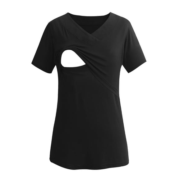 Women's Short Sleeve Maternity Nursing Tops Shirts for Breastfeeding