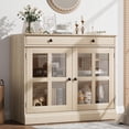 thumbnail image 1 of Buffet moderne avec porte en verre et tiroir, 90 cm, blanc, 1 of 18