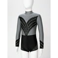 thumbnail image 3 of Eandarui Kids Girls Long Sleeve Shiny Diamond Gymnastics Leotard Short Unitard Athletic Ballet Dance Silver Grey 16, 3 of 7