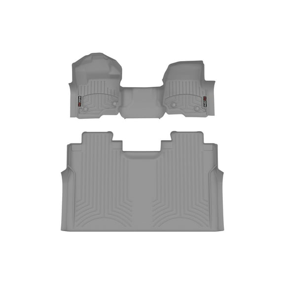 WeatherTech Custom Fit FloorLiners compatible with 2025-2025 Ford Super Duty - 1st Row Over-The-Hump & 2nd Row, Grey