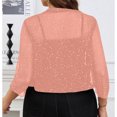 thumbnail image 5 of UDAUDU Women's Sheer Mesh Crop Tops Shrug 3/4 Sleeve Going Out Lightweight 2026 Spring Summer Cardigan Jacket Pink XL, 5 of 7