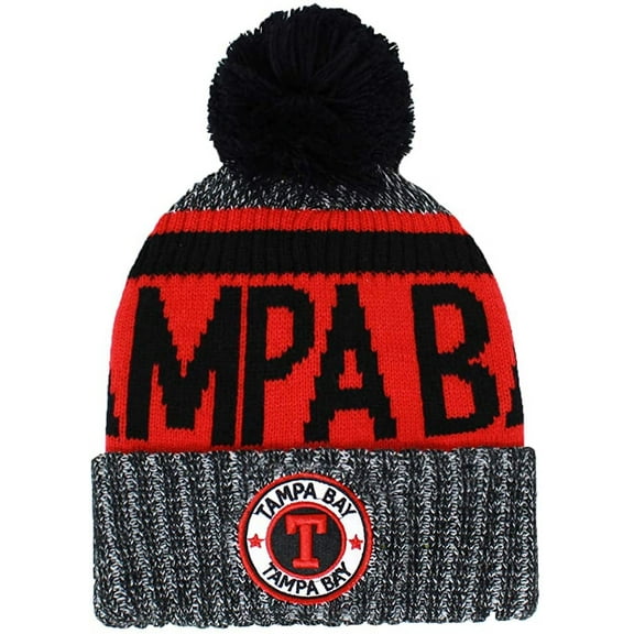 Tampa Bay Men's Winter Knit Original Pom Beanie (Black/Red)
