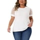 thumbnail image 1 of Blusa casual de mujer de talla grande Agnes Orinda, camiseta de manga corta de malla, cuello redondo, color blanco 2025 4X, 1 of 6