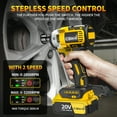 thumbnail image 3 of Cshidworld Cordless Impact Wrench 1/2", 20V Powerful Brushless Motor w/ 2-Mode Speed, Power Impact Wrench W/ 5 Sockets,8 Drill,6 Screws, Max Torque 280 ft-lbs (380N.m), Includes 2 x 3.0A Batteries, 3 of 8