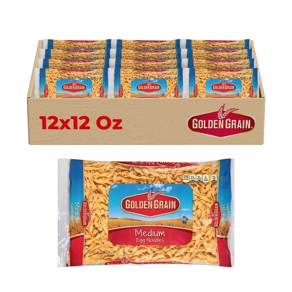 Golden Grain Medium Egg Noodle Pasta, 12 Units, 10.5 lbs - Ideal for Comfort Meals & Quick Dinners