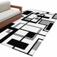 thumbnail image 2 of Black Grey Geometric Runner Rug 2.7x5 FT, Non Slip Entryway Carpet, Modern Abstract Art White Washable Soft Floor Carpet Entrance Mat Non-Shedding Throw Rug for Hallway Laundry Room Bedside, 2 of 9