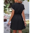 thumbnail image 6 of SOMER Dresses for Women Casual Wedding Guest Dress Short Sleeve V Neck Tie Front Flowy Black Maxi Cocktail Dresses for Women Summer Fall 2025, 6 of 11