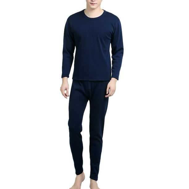 Jumpingount Ropa interior térmica para hombre, traje para mantener el calor, pijamas para hombre, estilo Simple, calentamiento corporal para invierno, Ropa interior azul marino SG Jumpingount AP013786-03B