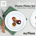 thumbnail image 3 of Crystal Ridge Premium Tableware 60-Piece White with Silver Rim Plastic Plates Set - 30 Dinner Plates & 30 Salad Plates Disposable/Reusable for Party/Holidays/Weddings, 3 of 7