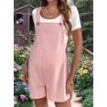 thumbnail image 3 of Women'S Summer Casual Bib Short Overalls Loose Linen Jumpsuit Beach Outfits Travel Vacation Clothes Pink S, 3 of 7