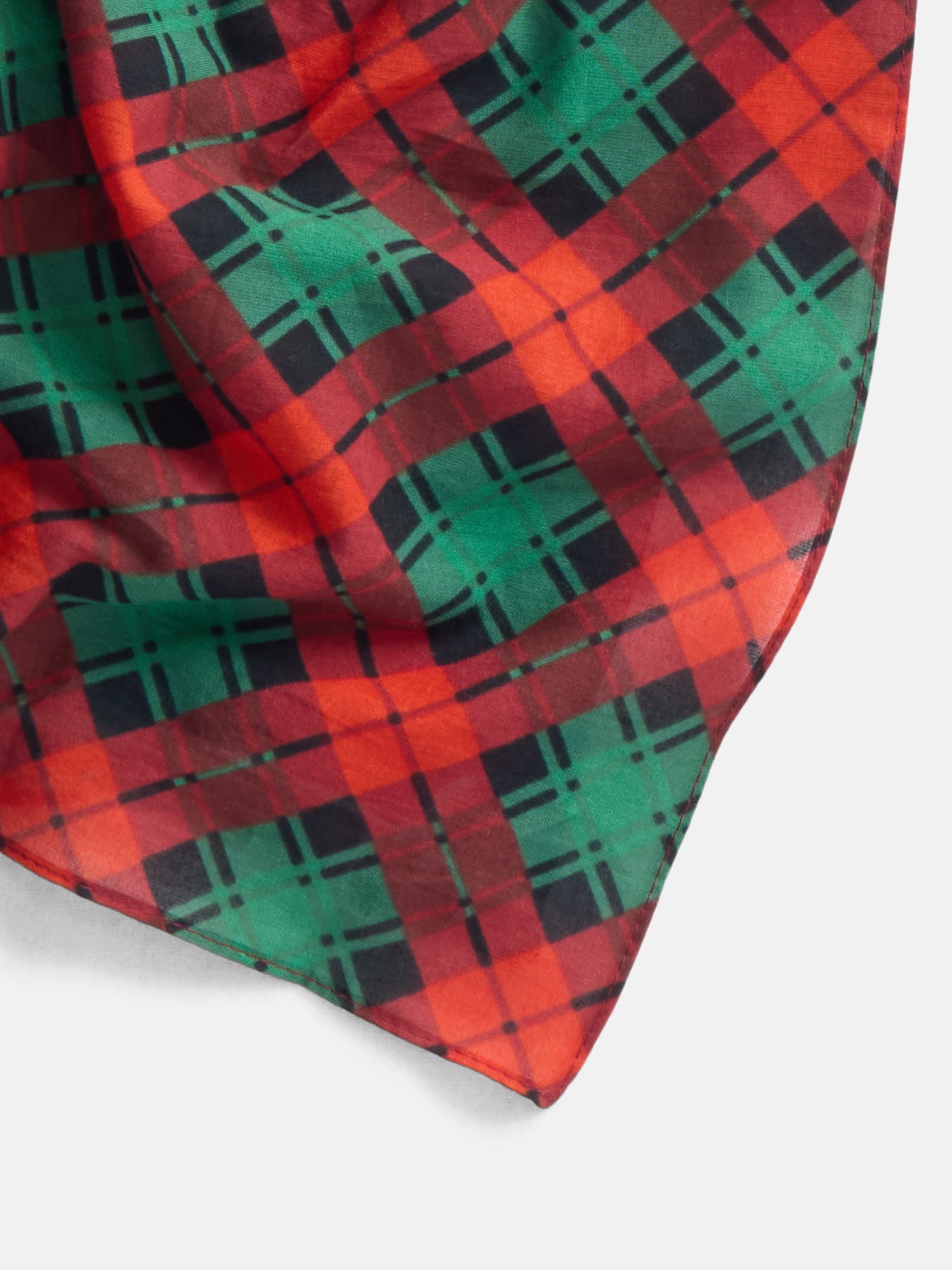 Holiday Time Woven Red Green Plaid Bandana, One Size, Red/Multi, Cotton