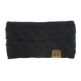thumbnail image 2 of Cyglowse Soft Stretch Winter Warm Cable Knit Fuzzy Lined Ear Warmer Headband Black, 2 of 2