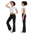 thumbnail image 2 of Pantalones de yoga BUBBLELIME Bootcut Basic de algodón negro para mujer, 2 of 6