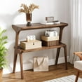 thumbnail image 5 of Tribesigns Rustic Brown Farmhouse End Table, 2-Tier Narrow Wood Side Table with Storage Shelves and Solid Wood Legs, Slim Sofa Table or Bedside Nightstand, 5 of 5