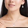 thumbnail image 3 of Everly Women's Cultured Freshwater Pearl and Diamond Silver Hook Earrings and Pendant Set - 18 in, 3 of 8