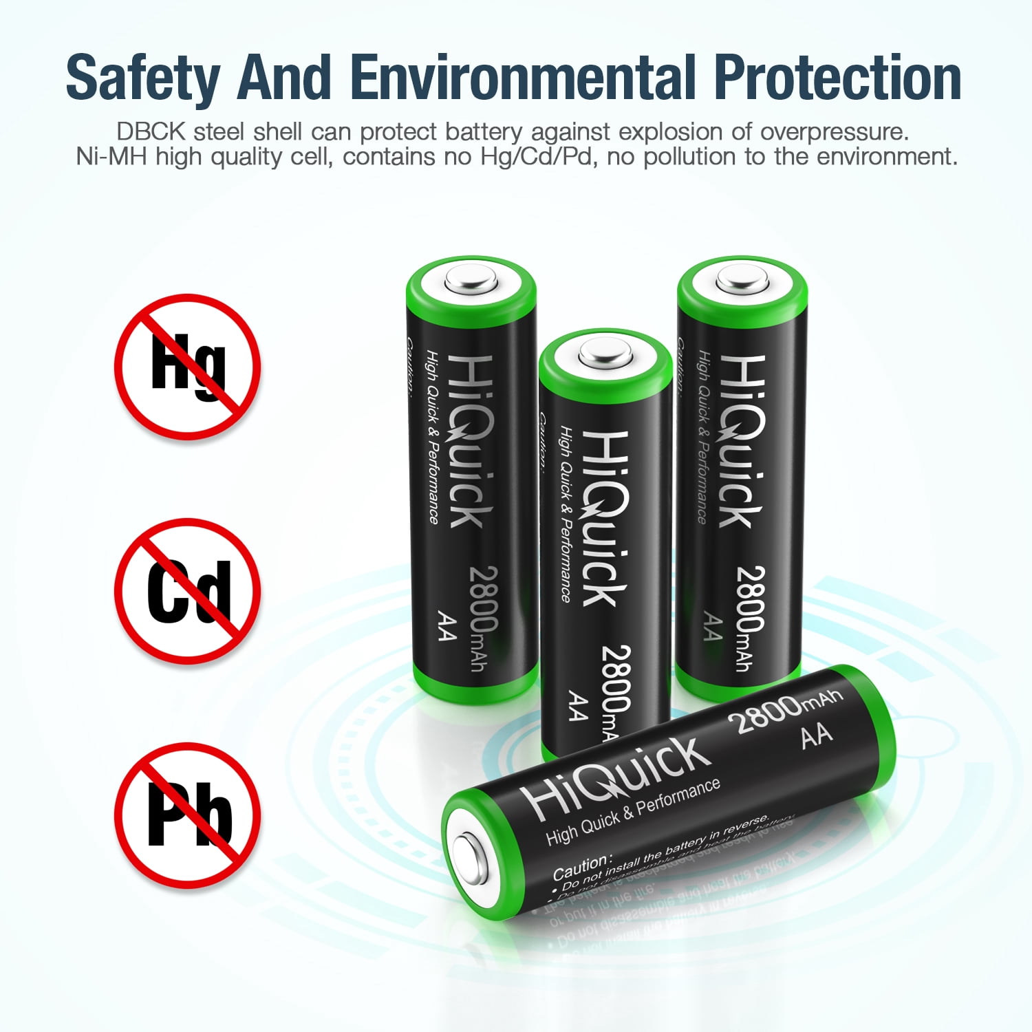 HiQuick 16 Pack AA Rechargeable Batteries 2800mAh 1.2V Ni-Mh Battery