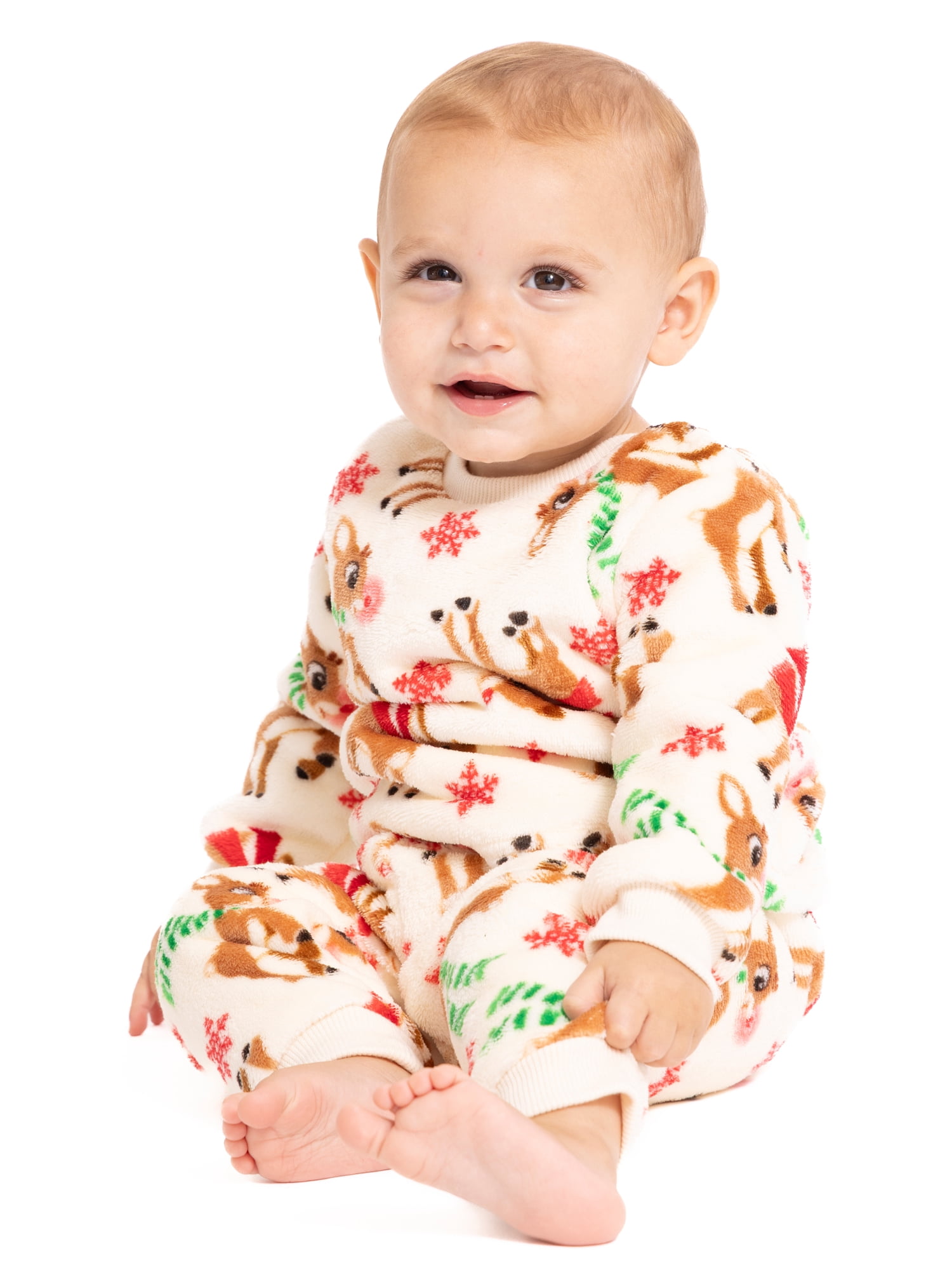 Christmas Rudolph Unisex Baby Print Plush Top and Pants Set, 2-Piece, Sizes Newborn-24M
