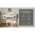 thumbnail image 2 of Spaco Elegant Vanity Makeup Table & Chair Set, Modern Dressing Table with Organizer, Writing Desk with Charging Port for Indoor as Bedroom, Living Room, White, 2 of 20
