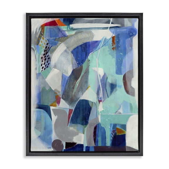 Stupell Industries Modern Complex Blue Layers Black Floating Frame Canvas Art, 17 x 21, by Jill Martin