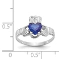 thumbnail image 3 of Finest Gold 14K White Gold September CZ Birthstone Claddagh Ring, Size 5, 3 of 5