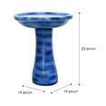 thumbnail image 3 of 23.6" Tall Outdoor Concrete Pedestal Birdbath - Blue Bird Bath for Patio and Garden Decor, 3 of 6