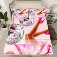 thumbnail image 2 of Manfei Disco Ball 3pcs Twin Sheet Sets,High Heels Twin Fitted Sheet,Bling Glitter Breathable Flat Sheet,Old Fashion Room Decorative, 2 of 7