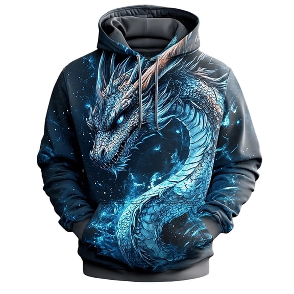 CONZONE Men's Hoodies Dragon Graphic Y2K Hoodie For Men Long Sleeve Pullover Hooded Sweatshirt Soft Fall Winter Sweatshirts