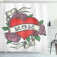 thumbnail image 1 of Ambesonne Retro Shower Curtain, Heart with Roses and Mom, 69"Wx75"L, Multicolor, 1 of 3
