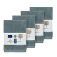 thumbnail image 2 of Authentic Hotel and Spa  Turkish Cotton Squares Embroidered Teal Blue 4-piece Washcloth Set, 2 of 3