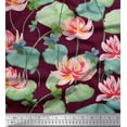 thumbnail image 1 of Soimoi Rayon Fabric Leaves & Lotus Flower Print Fabric by Yard 42 Inch Wide, 1 of 1