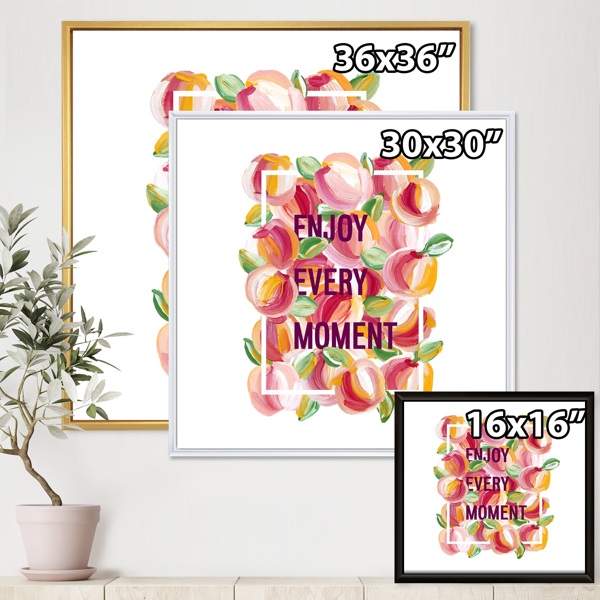 Designart 'Enjoy Every Moment Over Colorful Flowers' Traditional Framed Canvas Wall Art Print