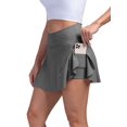 thumbnail image 2 of Spencer Women's Tennis Golf Skirts High Waisted with Pockets Inner Shorts for Athletic Skorts Sports Workout Running Pickleball (Gray,XL), 2 of 12