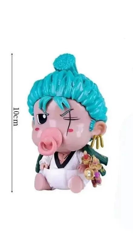 Newly Luffy Sanji Zoro Brook Franky Figure Sitting Q Version Nipple Anime Figures 10cm/3.9inch Anime Character Decor Statue Desktop Ornament Gifts (Zoro)