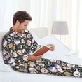 thumbnail image 6 of Salouo cartoon cute Skull star Print Button-Front Long Sleeve Pajama Set for Men, Soft 2Pjs Men's Long Sleeve Sleepwear-XX-Large, 6 of 7
