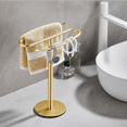 thumbnail image 2 of 2X Support de Serviette Doré Porte-Serviette en Acier Inoxydable Support de Serviette Tour pour Salle de Bain Coiffeuse, 2 of 8