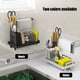 thumbnail image 5 of Organizador de fregadero de cocina de acero inoxidable 304, soporte dispensador de esponjas, cepillos de jabón con rejilla para trapos, ventosas, soporte para paños de cocina con bandeja de drenaje., 5 of 9